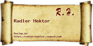Radler Hektor névjegykártya